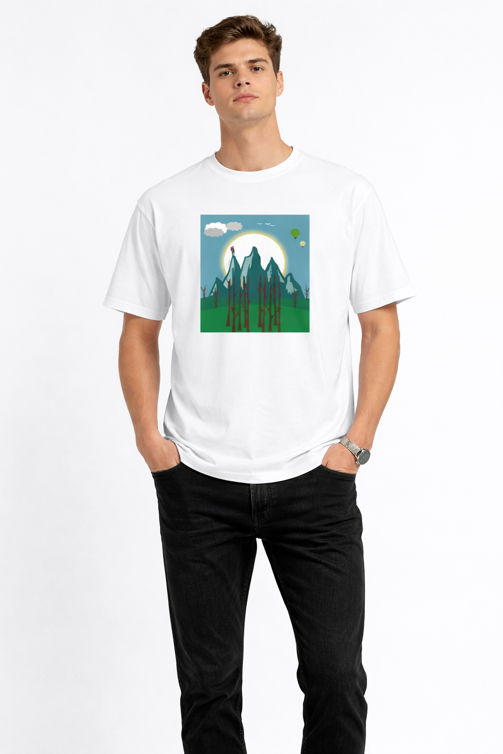Mountain Glow Graphic Stretch T-shirt